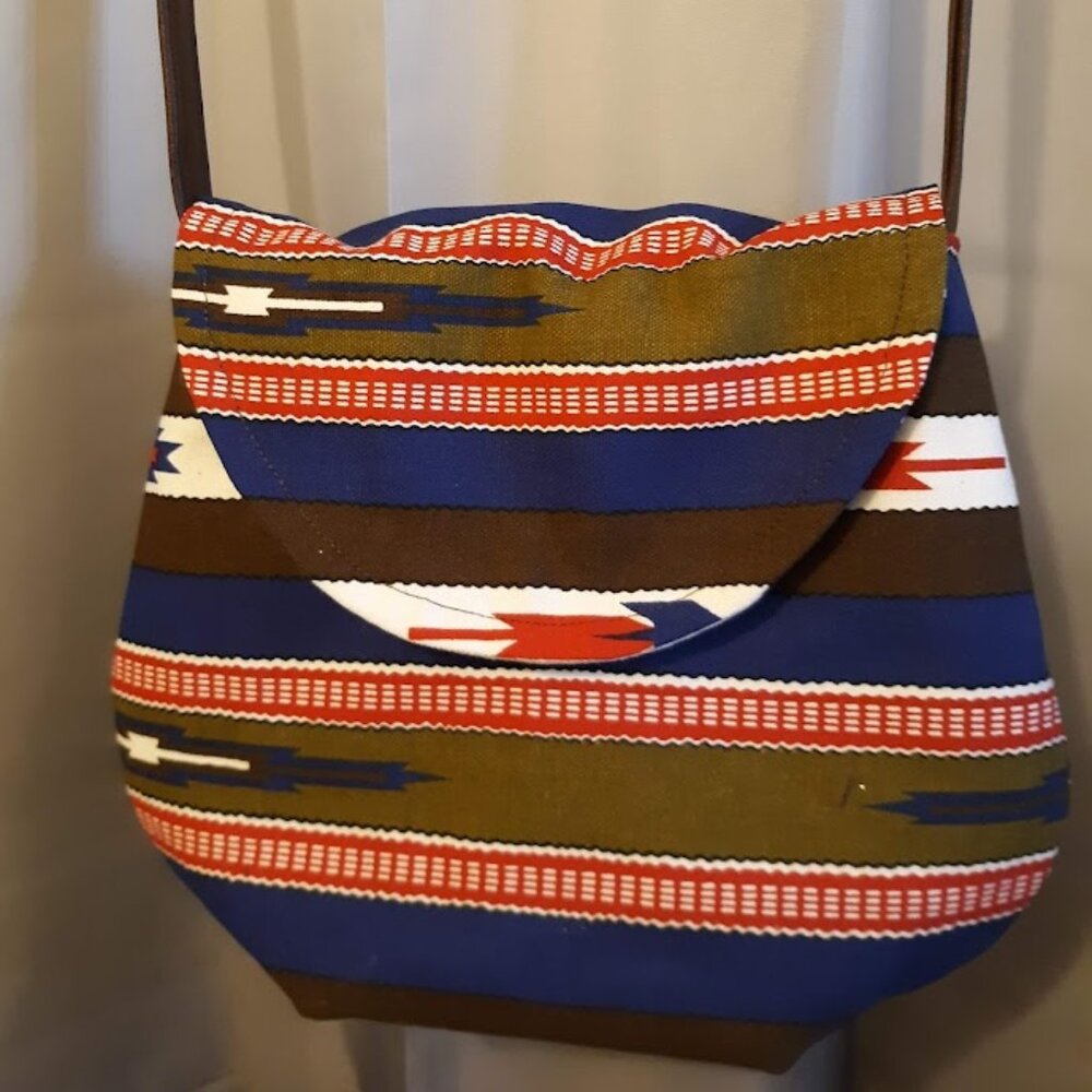 New Southwestern Western Purse Blue Green Red Sarape stripe Saddle bag Flap top